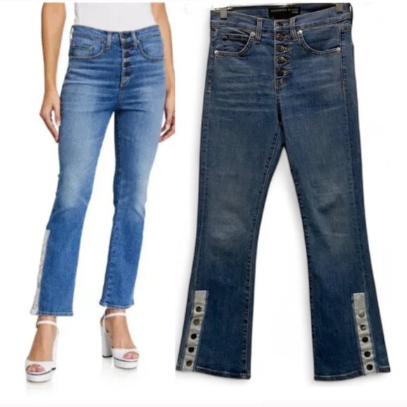 Veronica Beard Carolyn High Waist Crop Baby Boot Jeans Size 26 Button Fly Putnam - Picture 1 of 15
